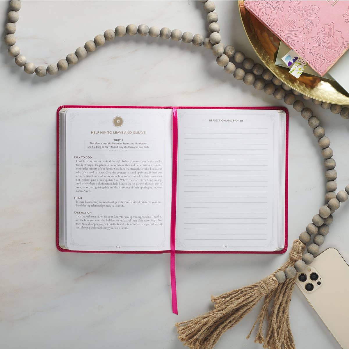 Faux leather gift book titled "199 Prayers for My Husband" by Christian Art Gifts, featuring elegant cover design and prayer pages inside.