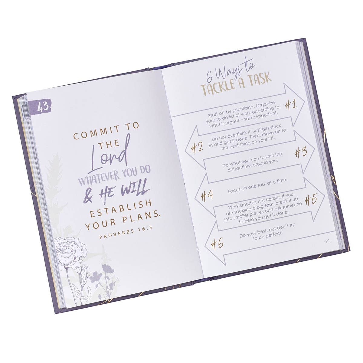 Hardcover gift book titled "Life Lists for Women" by Christian Art Gifts, featuring inspirational pages and decorative cover design.