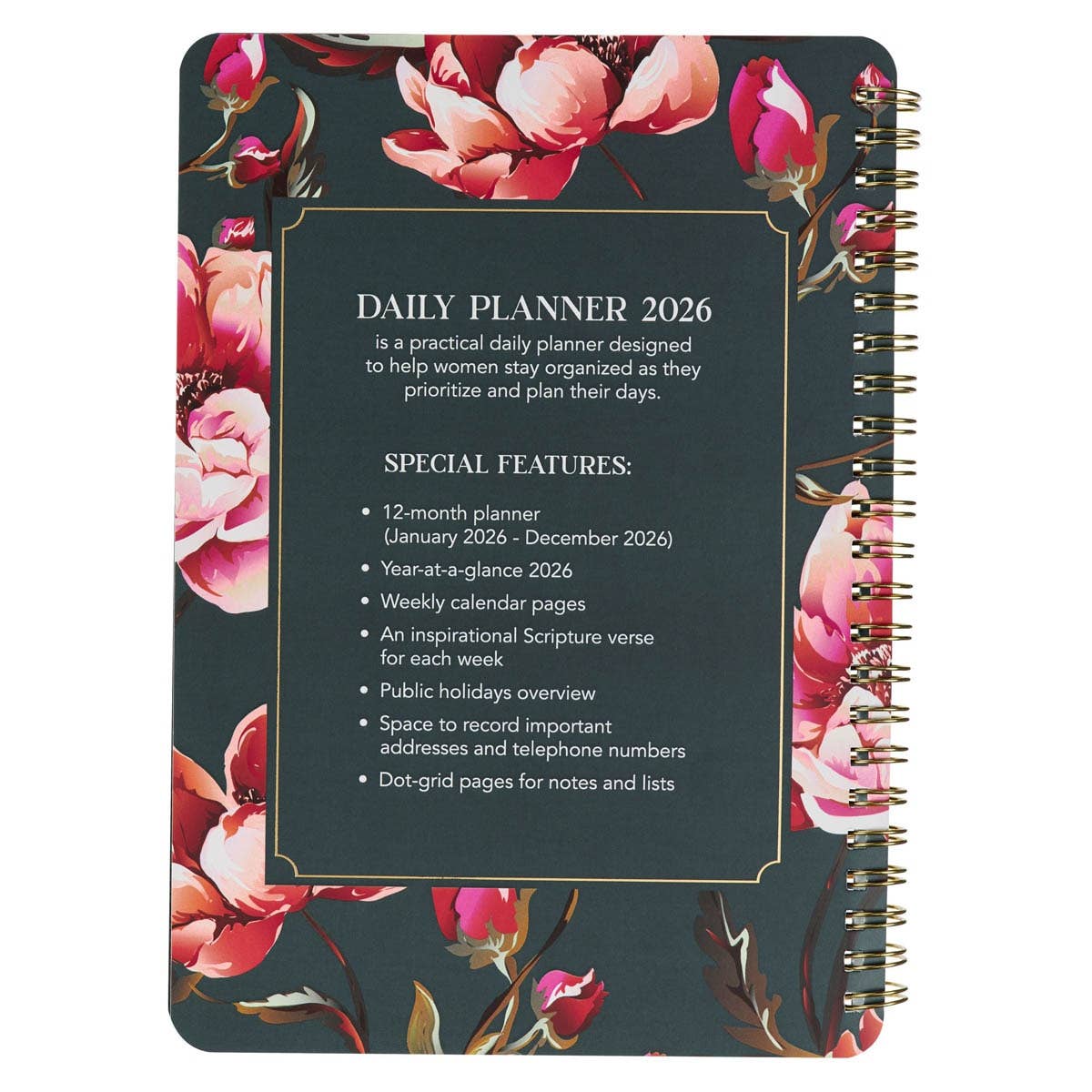 Christian Art Gifts I Know the Plans Daily Planner 2026 with inspirational cover design and daily planning pages.
