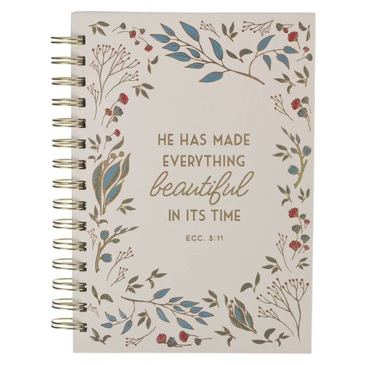 Wirebound ivory floral journal by Christian Art Gifts featuring elegant floral design, perfect for writing and note-taking.