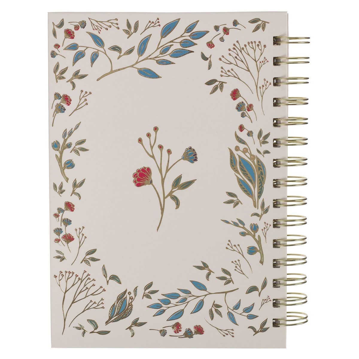 Ivory floral wirebound journal with Christian Art Gifts branding, featuring decorative floral cover design on the front.
