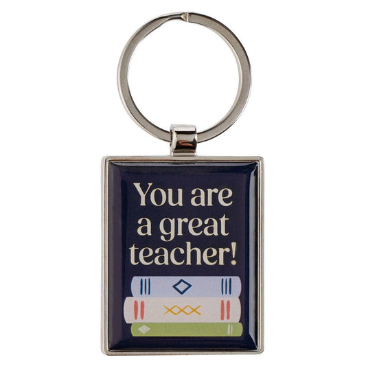 Christian Art Gifts keychain featuring "Great Teacher" with Bible verse Num. 6:24, showcasing a decorative design and durable keyring.