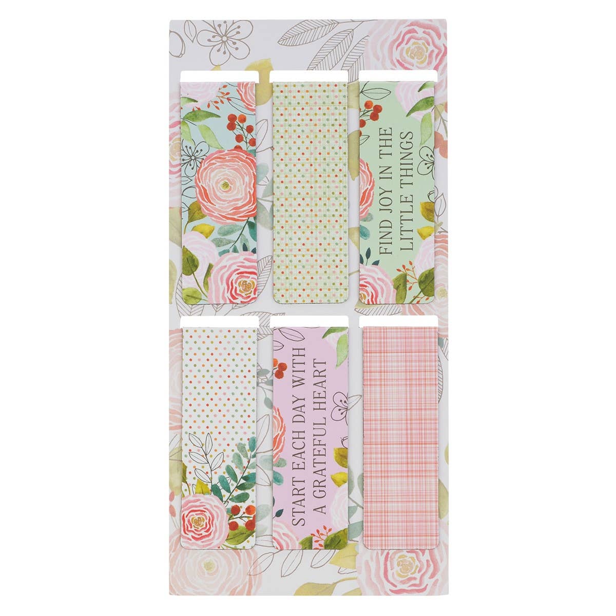 Magnetic bookmark set by Christian Art Gifts featuring colorful designs and uplifting messages to find joy in the little things.
