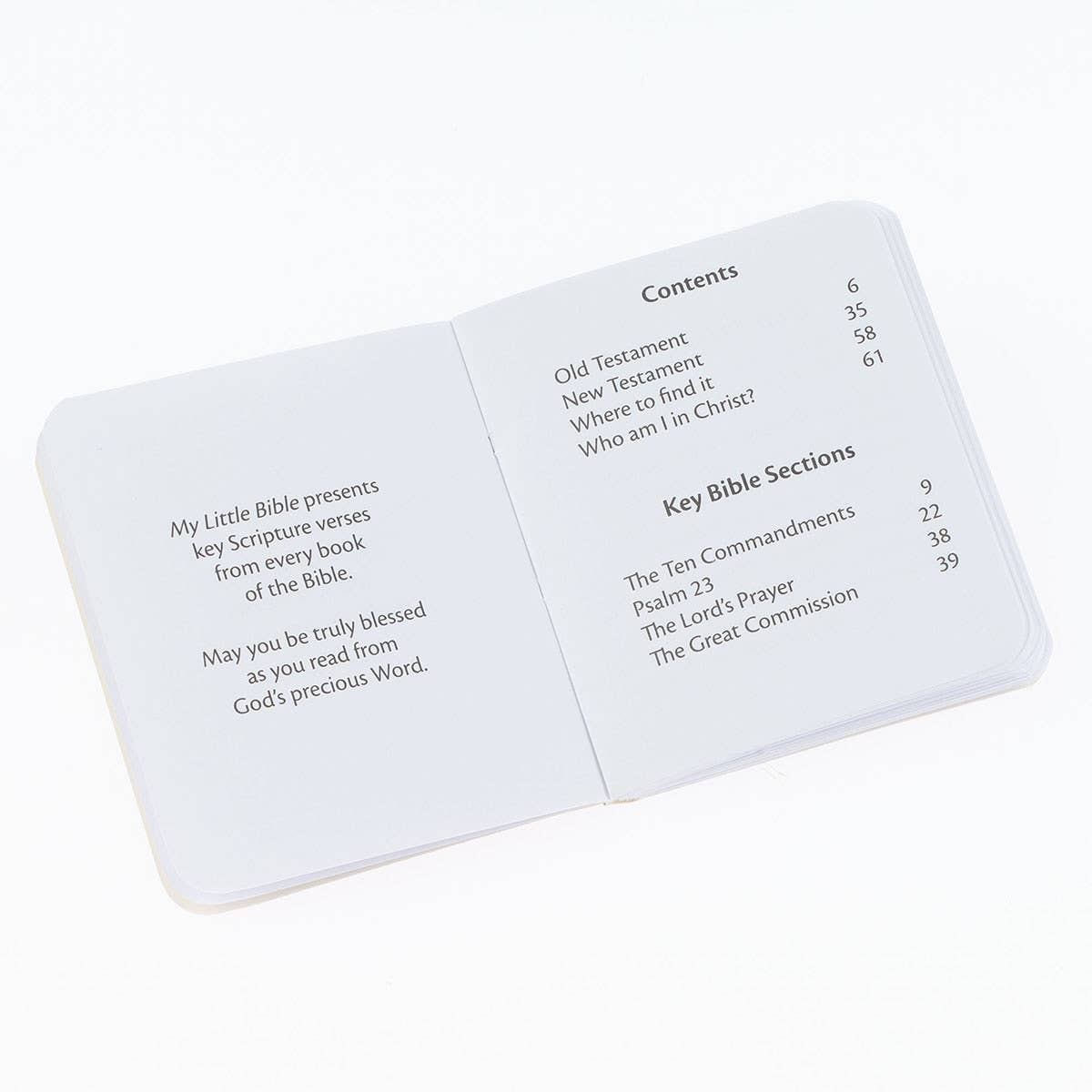 My Little Bible Light Taupe by Christian Art Gifts, compact Bible cover with soft taupe fabric and decorative stitching.