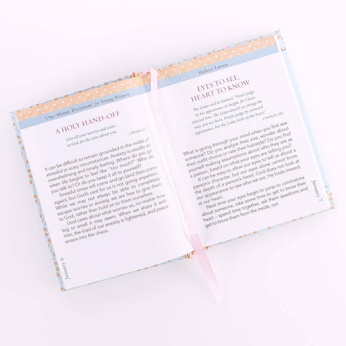 Padded hardcover of "One-Minute Devotions for Young Women" by Christian Art Gifts, showing the book cover with decorative design.