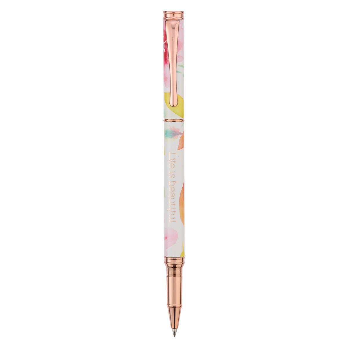 Pink daisies gift box with Christian Art Gifts pen, elegant floral design, perfect for gifting or personal use.