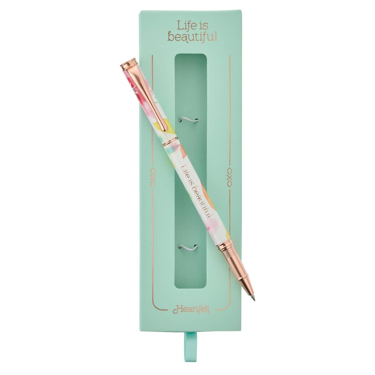 Pink daisies gift box with Christian Art Gifts pen featuring floral design, elegant and perfect for gifting or writing.