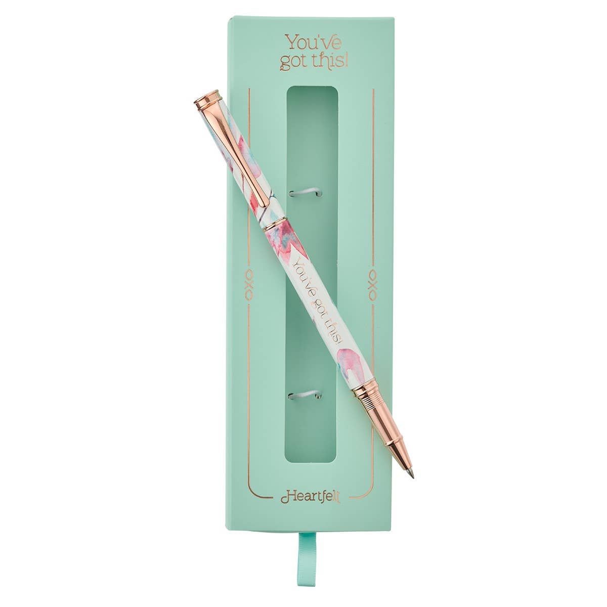 Pink floral pen from Christian Art Gifts in a gift box with petal design, ideal for writing or gifting occasions.