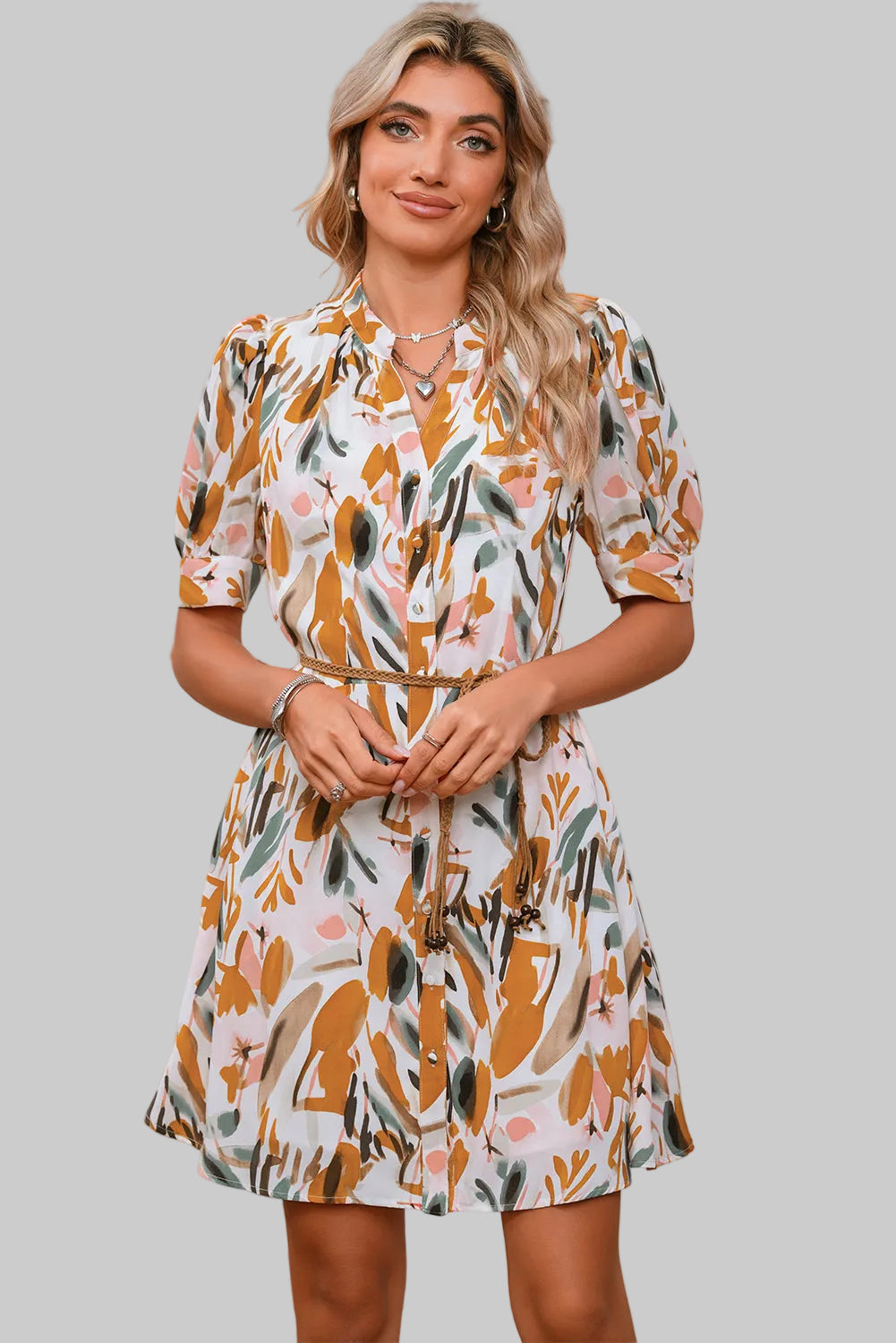 Fall multi short dress by CSB Private Label featuring a vibrant, patterned design and a relaxed fit for casual wear.