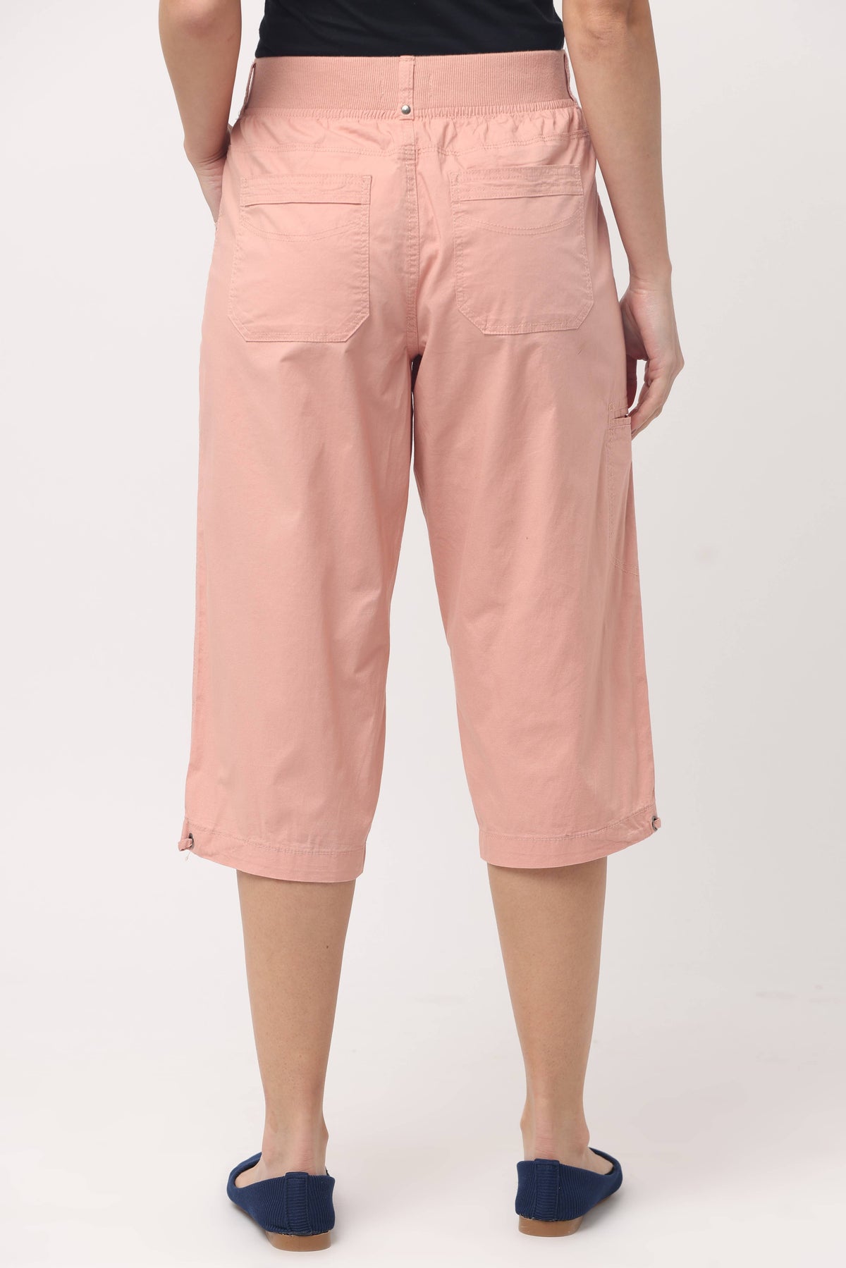 Dash Valerie Capri pants in soft blush fabric, featuring a slim fit and stylish design, perfect for casual or dressy occasions.