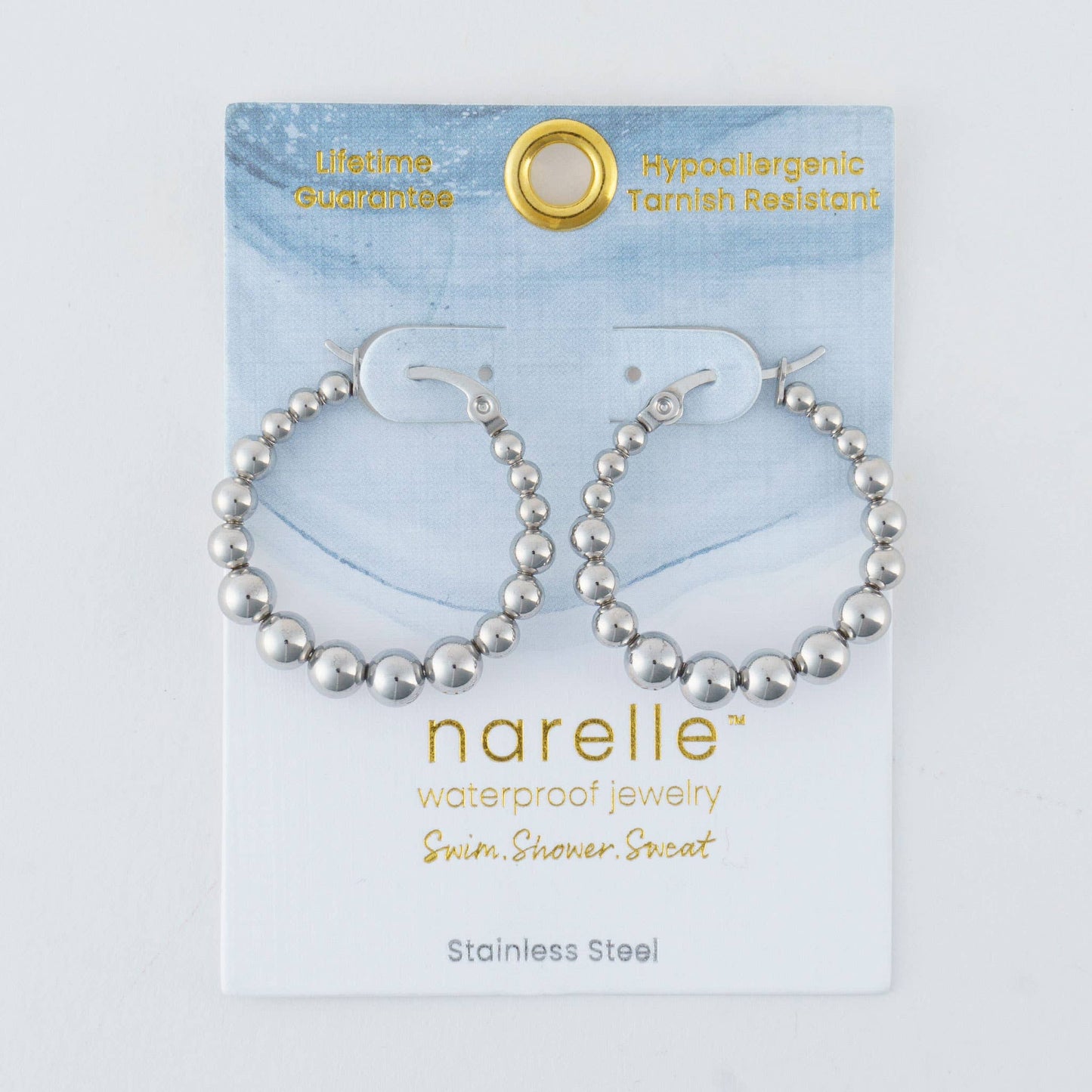 Waterproof Earrings Narelle Bubble Hoops in 18K Gold + Steel