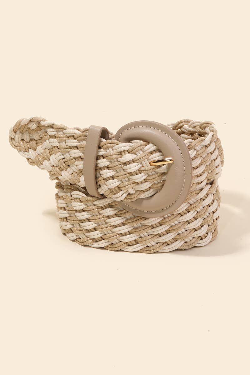 Two Tone Striped Braided Belt