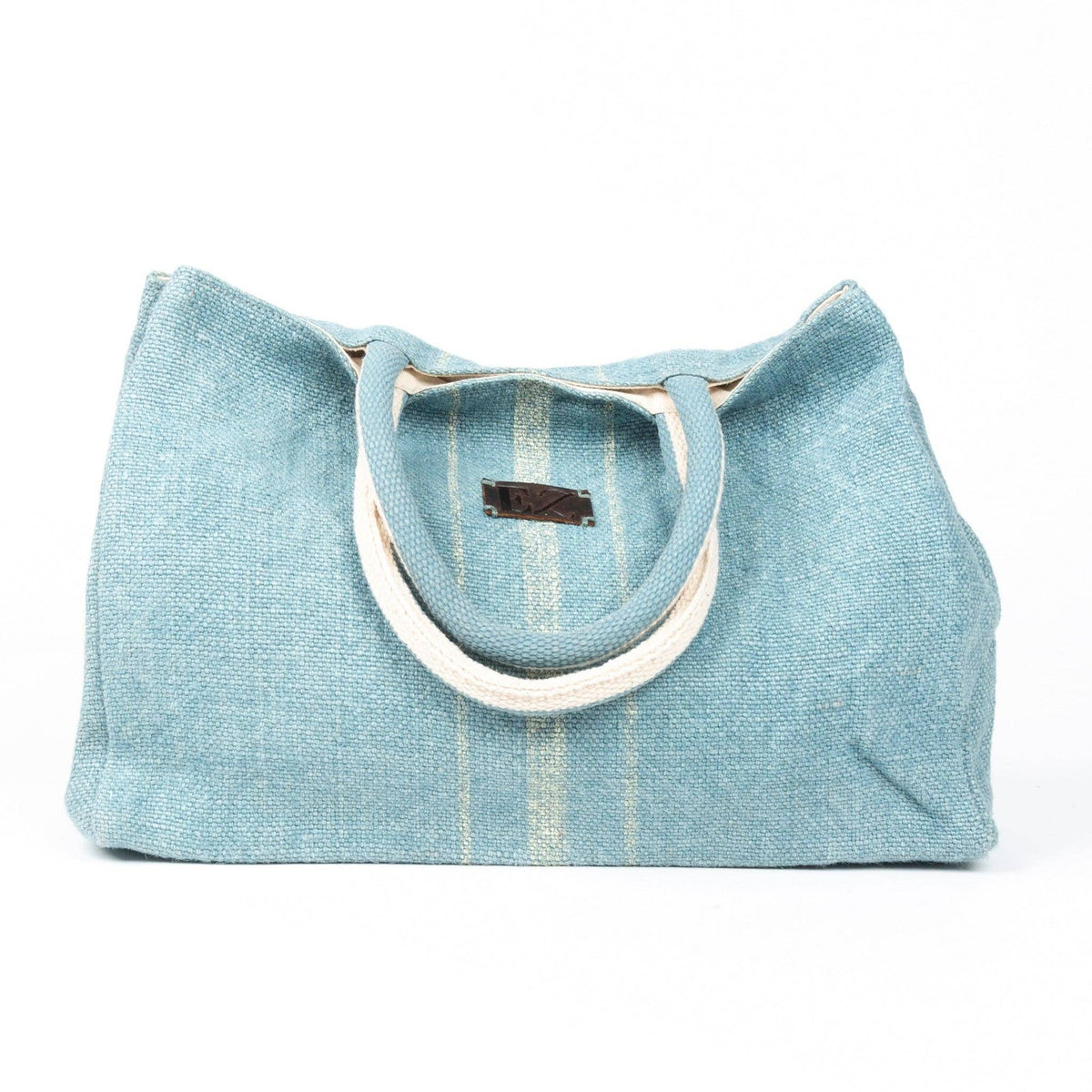 Howard's Inara jute tote bag with handles and snap closure, stylish and eco-friendly purse for everyday use.