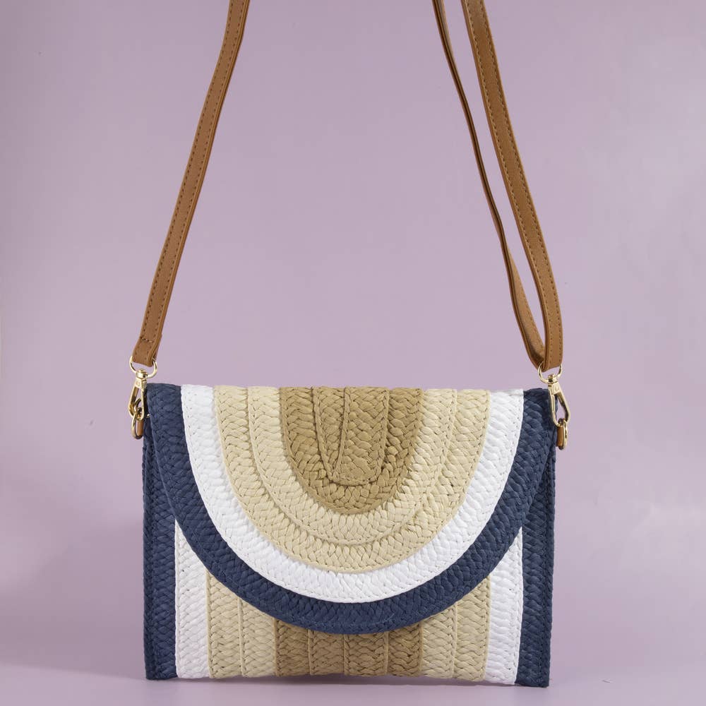 Arch Woven Straw Envelope Clutch