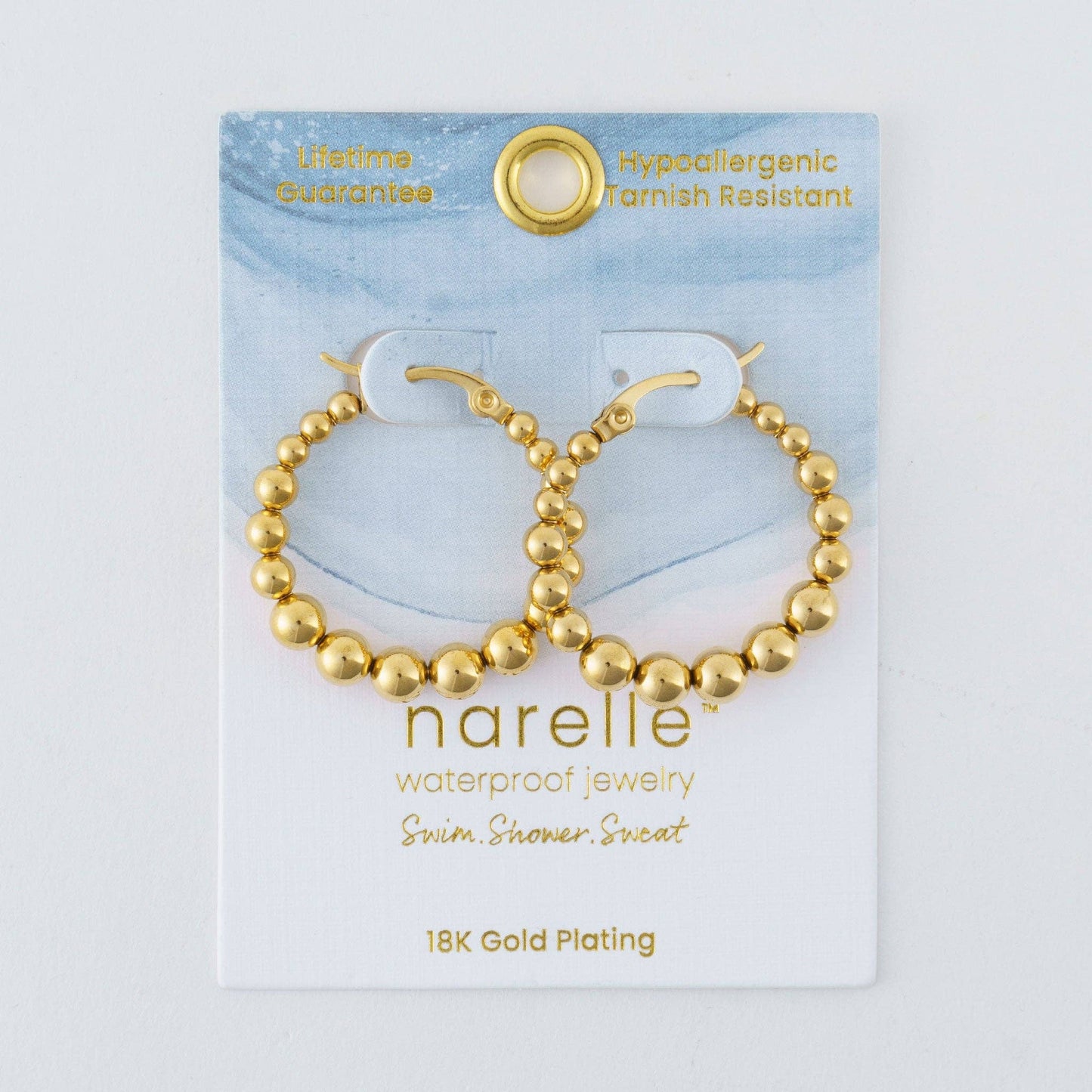 Waterproof Earrings Narelle Bubble Hoops in 18K Gold + Steel