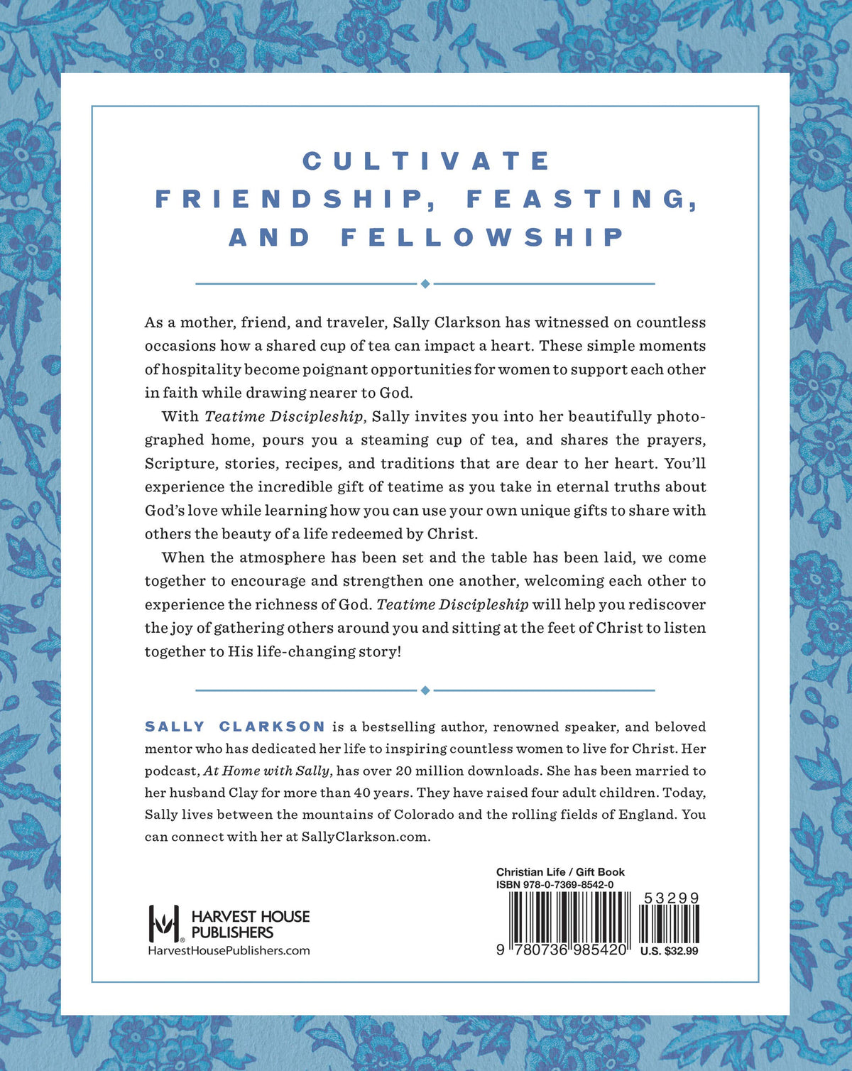 Hardcover of Teatime Discipleship book by Harvest House Publishers featuring a cozy tea setting on the cover.