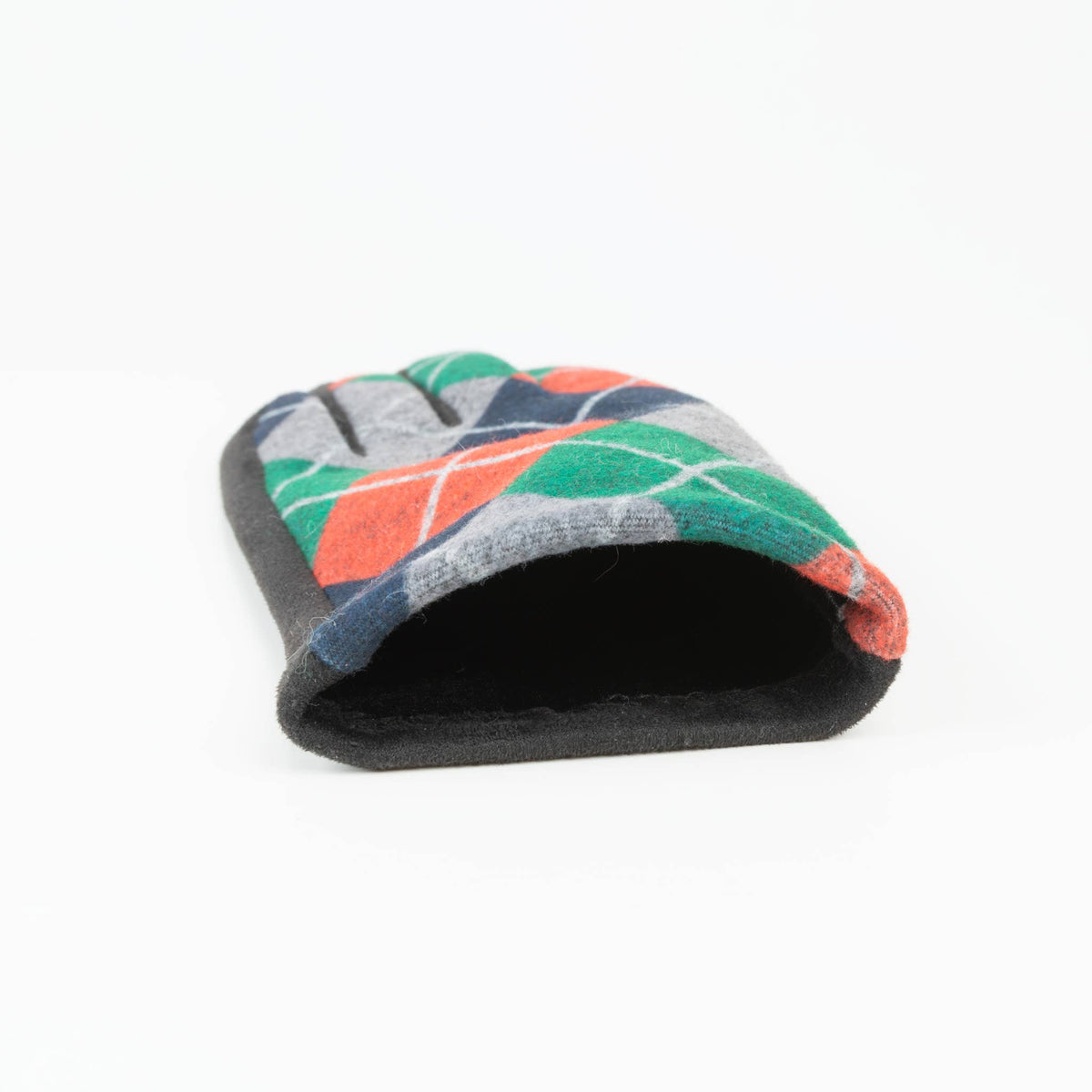Howard's Clara Christmas plaid soft touchscreen texting gloves showing red and green tartan pattern with touchscreen fingertips.