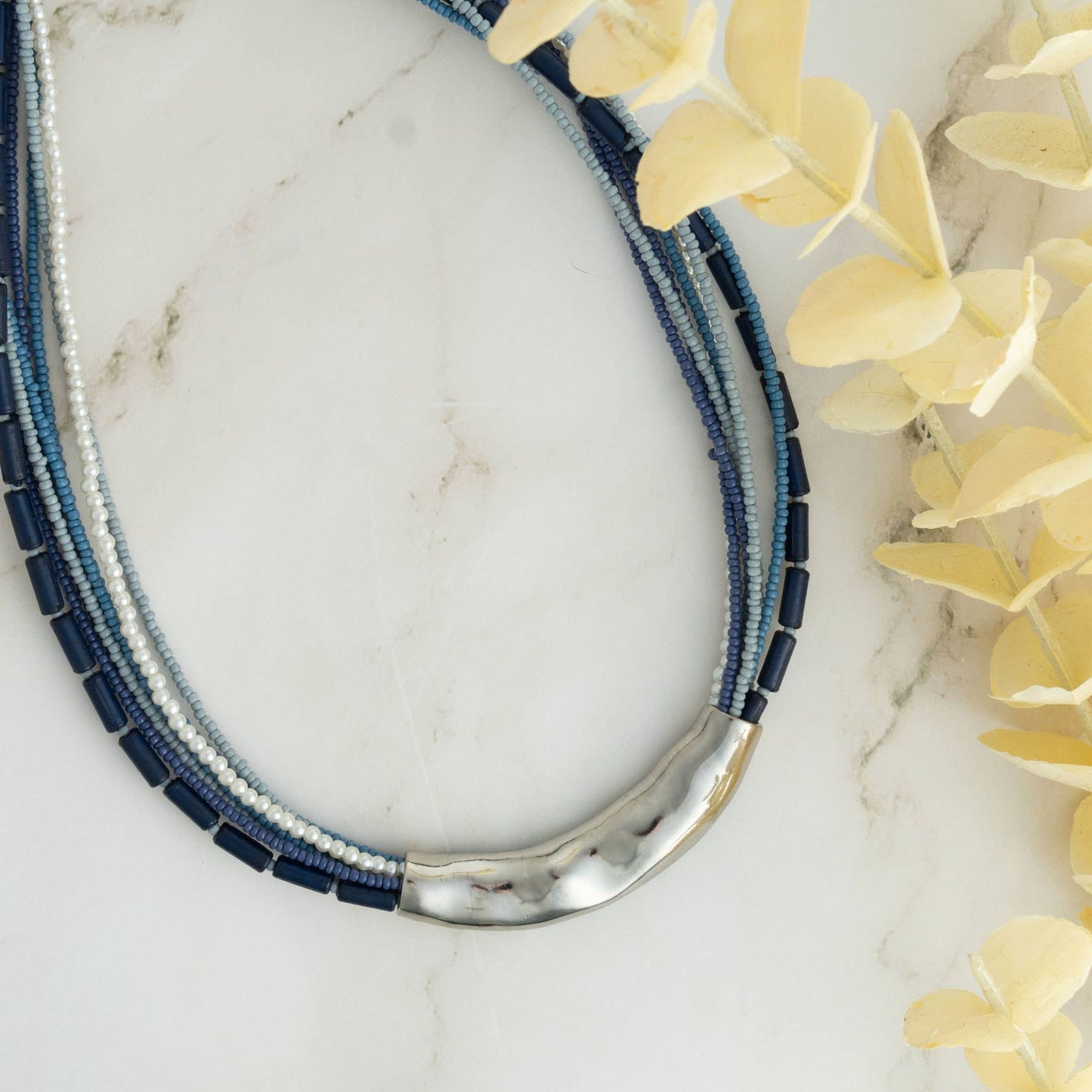 Kirrily Seed Bead 16-inch Howard's necklace with cast textured accent and delicate seed bead design on a simple chain.