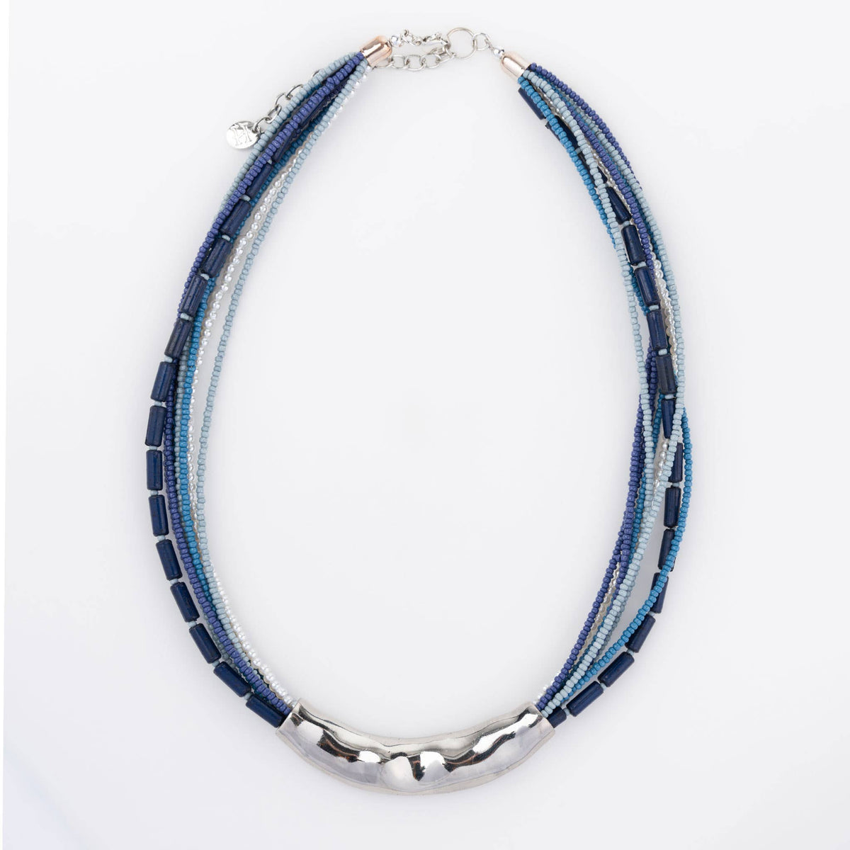 Kirrily Seed Bead Necklace by Howard's featuring a cast textured accent, 16-inch length, with intricate seed bead design