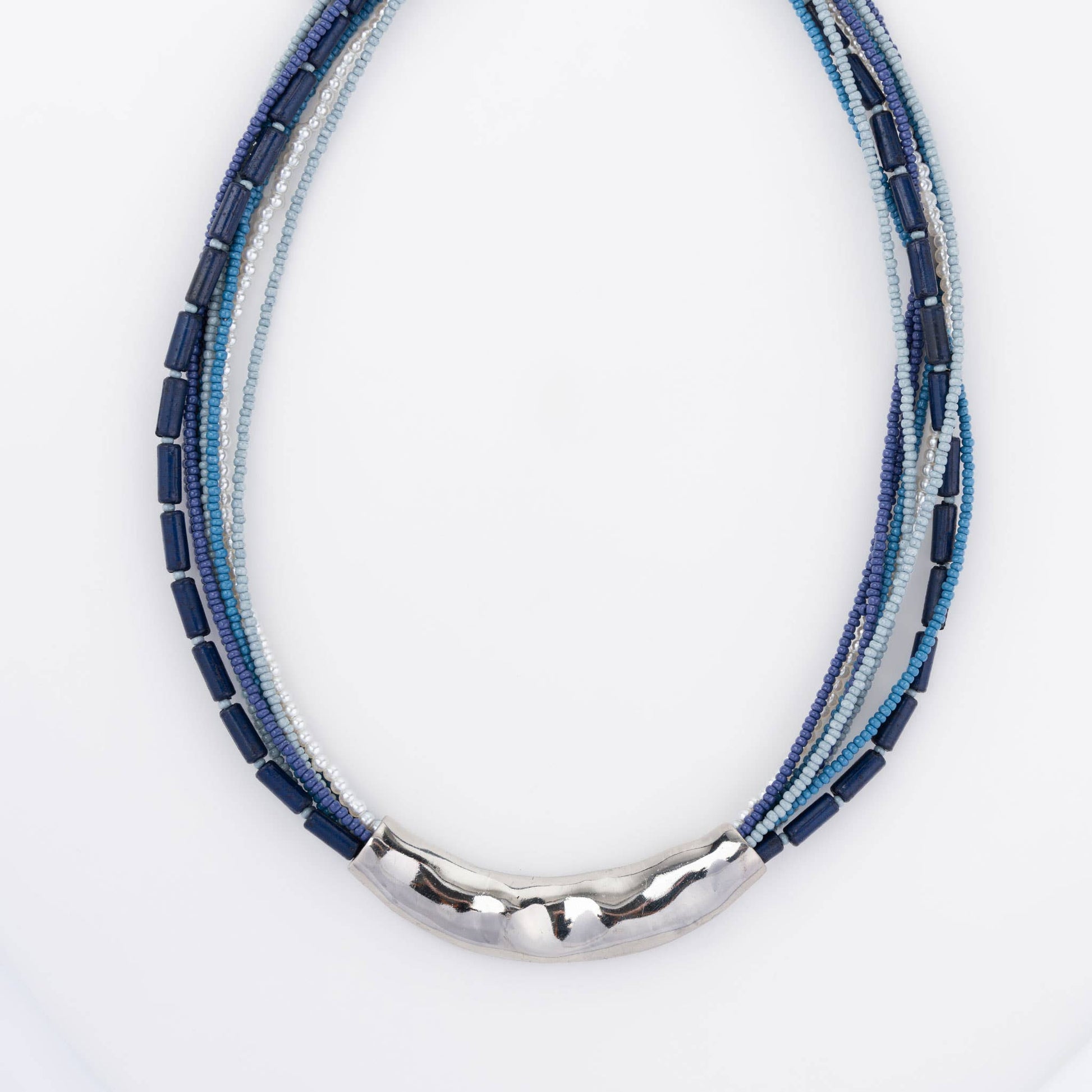 Kirrily Seed Bead with Cast Textured Accent 16-inch Howard's necklace featuring seed beads and textured metal accents.