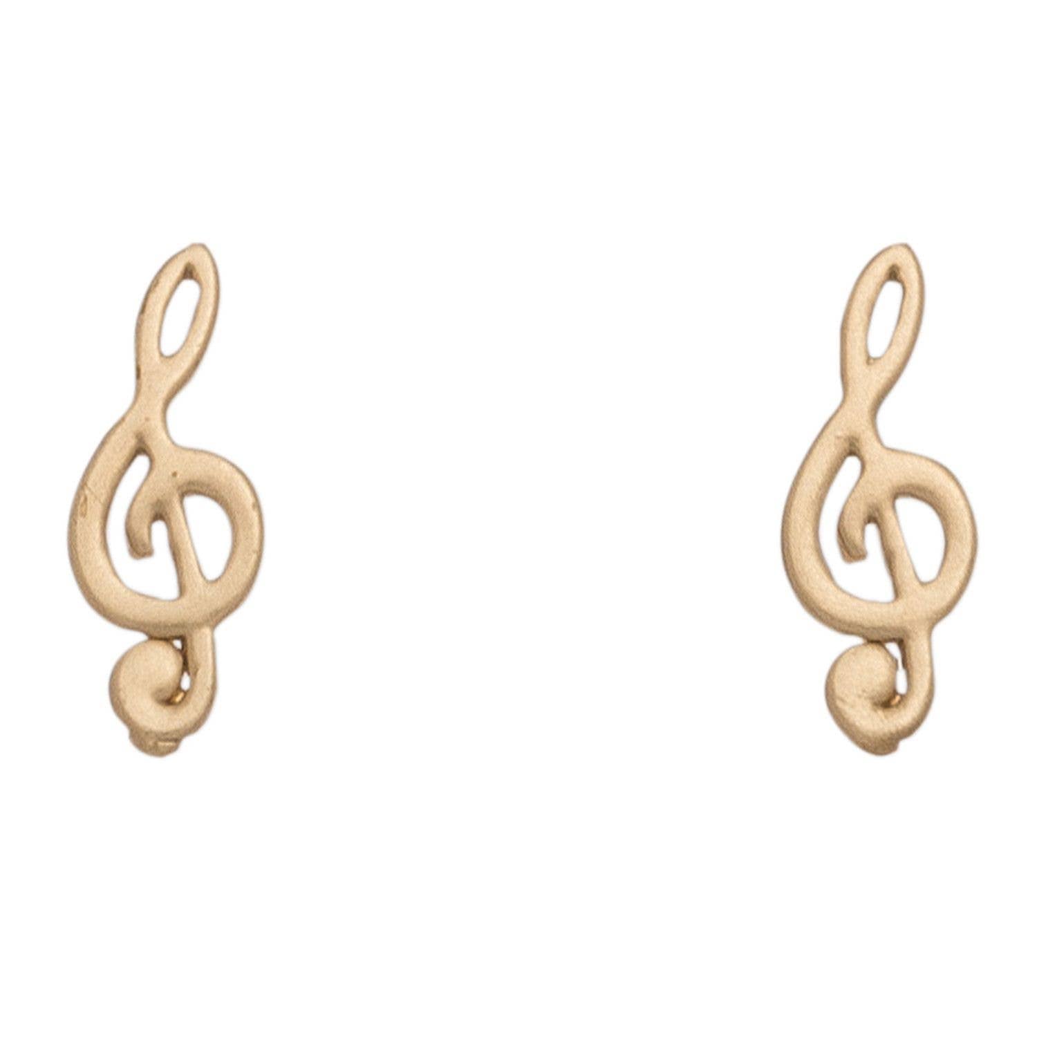Howard's Stud Buds Treble Clef Earrings featuring gold-tone treble clef design on stud earrings.