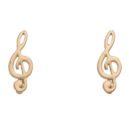 Howard's Stud Buds Treble Clef Earrings featuring gold-tone treble clef design on stud earrings.