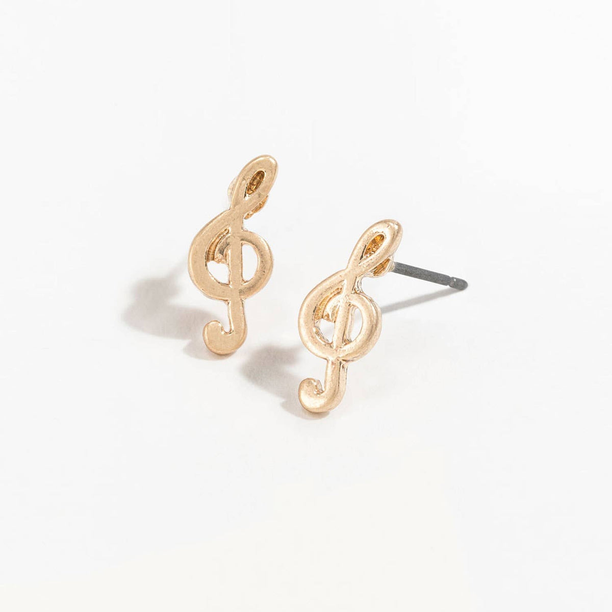 Howard's Stud Buds Treble Clef Earrings featuring gold-tone treble clef design on small stud earrings for music lovers