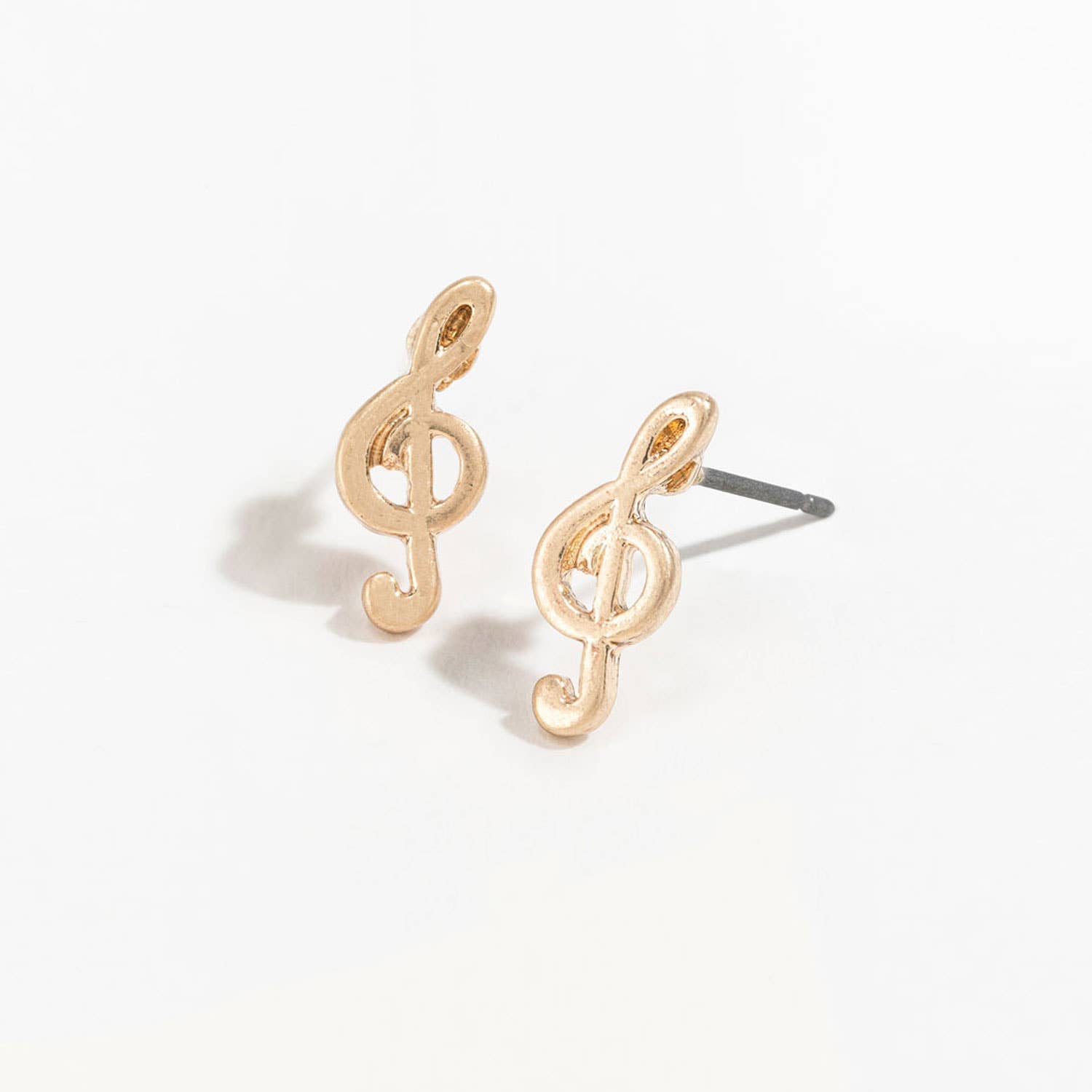 Howard's Stud Buds Treble Clef Earrings featuring gold-tone treble clef design on small stud earrings for music lovers