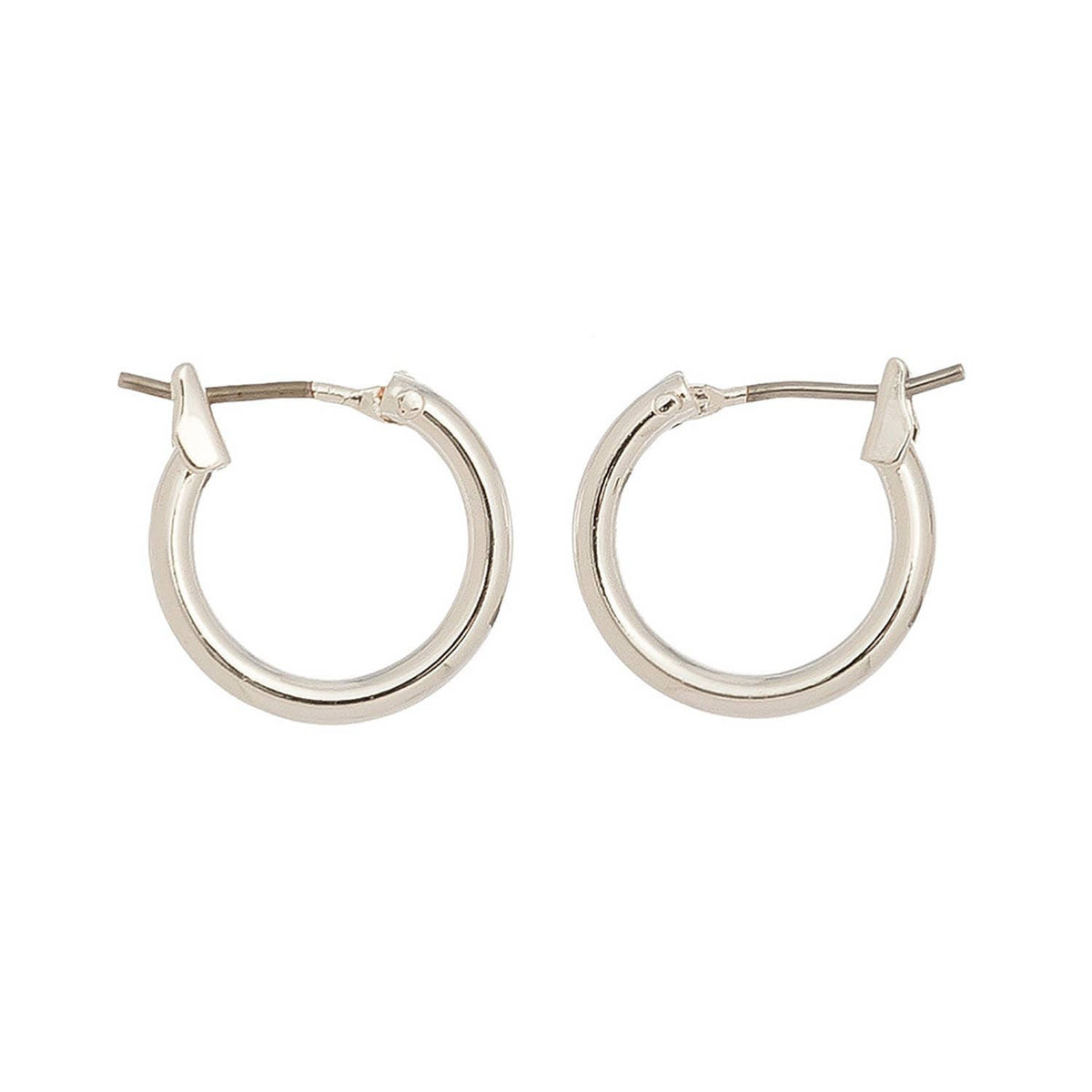 Howard's Ear Sense Click Hoop Earrings, silver-toned with smooth, rounded hoops and secure click closure for stylish wear.