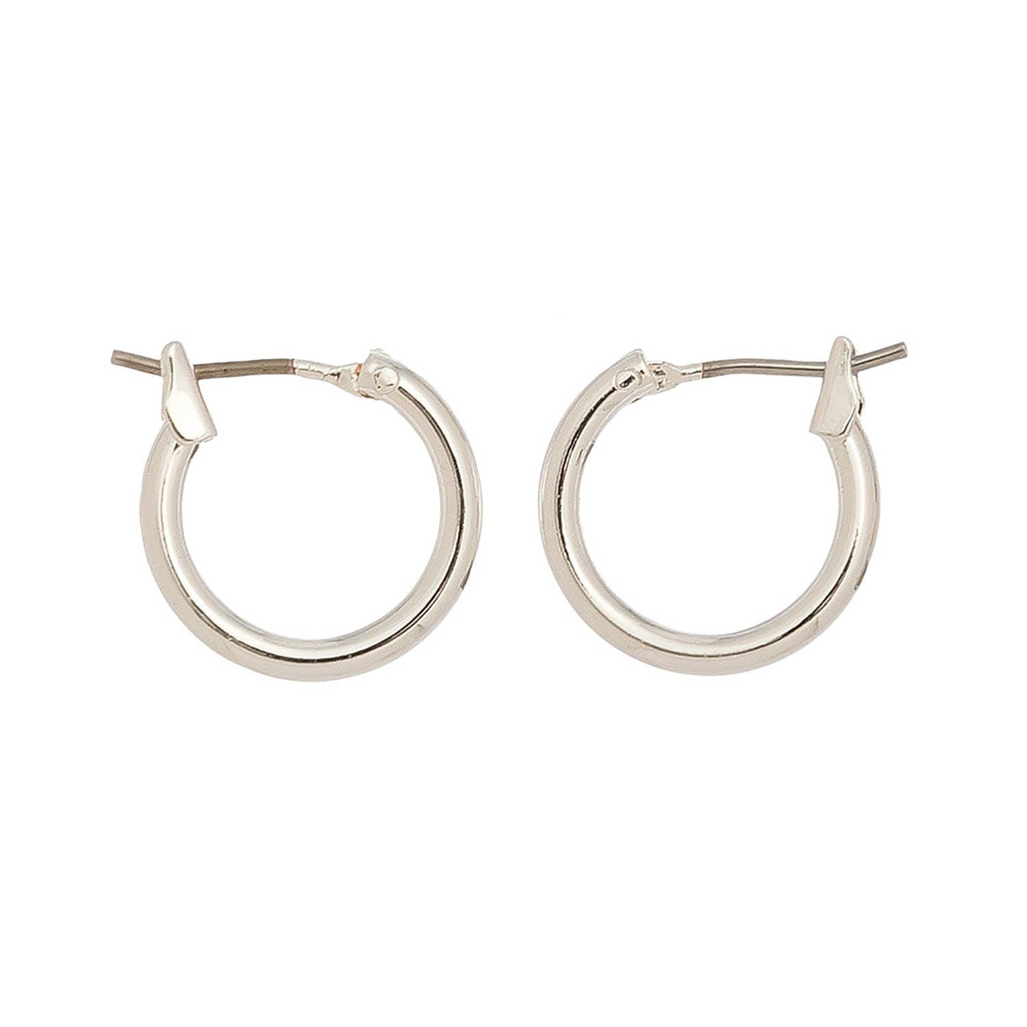 Howard's Ear Sense Click Hoop Earrings, silver-toned with smooth, rounded hoops and secure click closure for stylish wear.