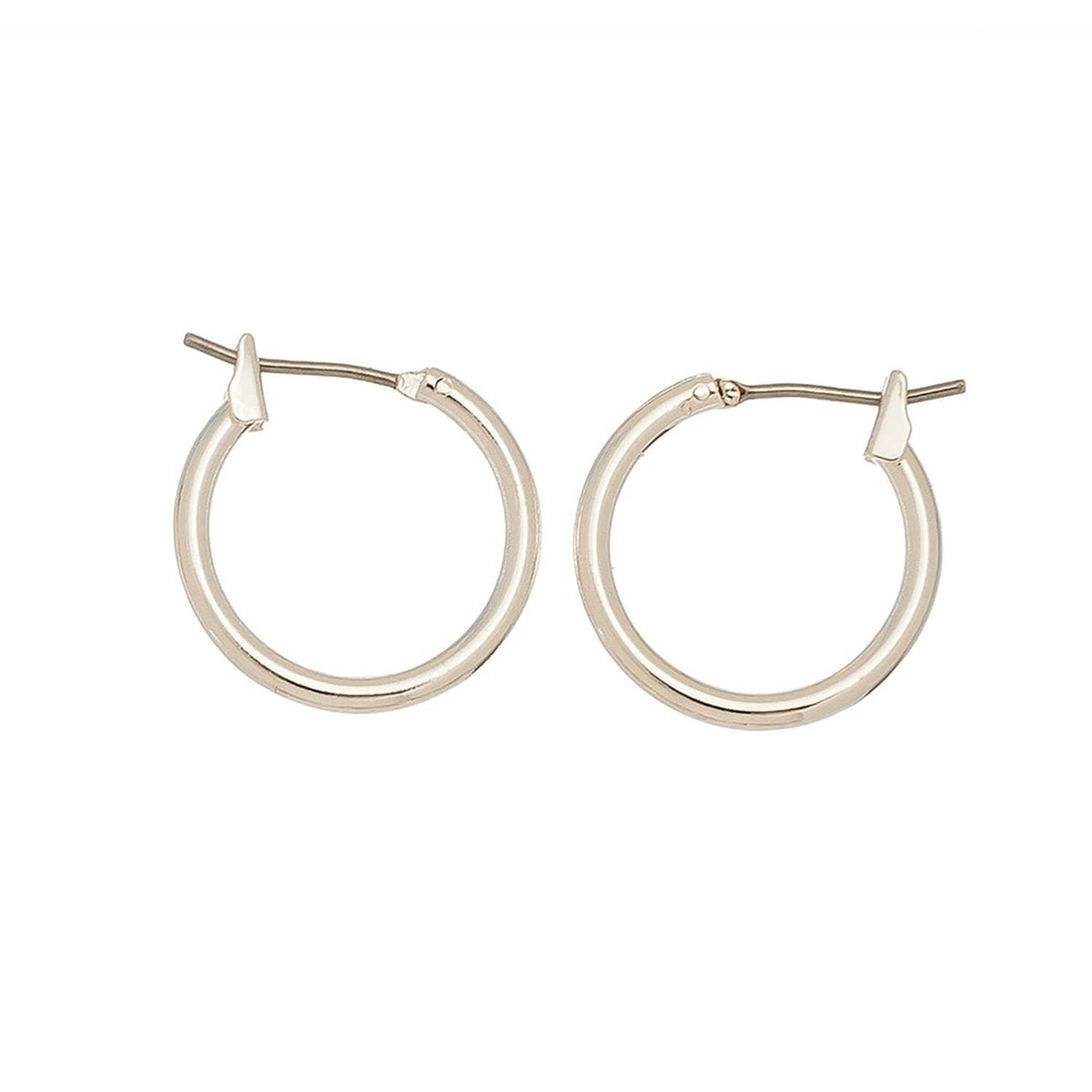 Howard's Ear Sense Click Hoop Earrings featuring sleek, silver hoops with easy click-on design for comfortable wear.