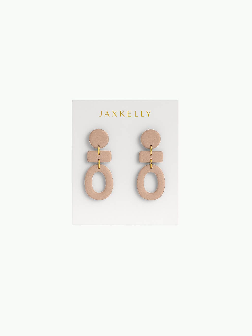 Organic Three Tier Clay Earring by Jax Kelley featuring almond and rose-colored layered clay design.