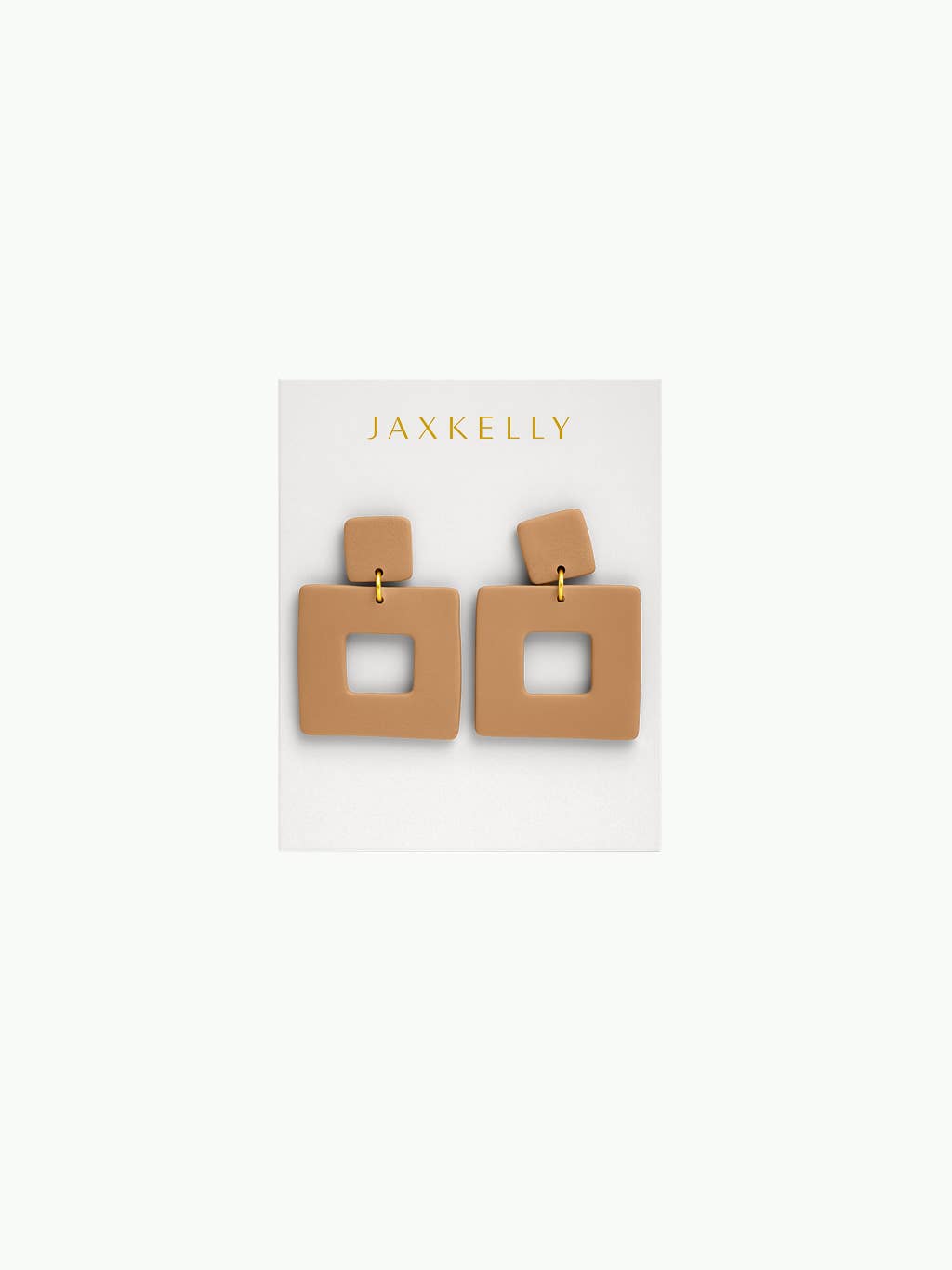 Square clay earring in desert color by Jax Kelley, featuring a minimalist geometric design and a matte finish.