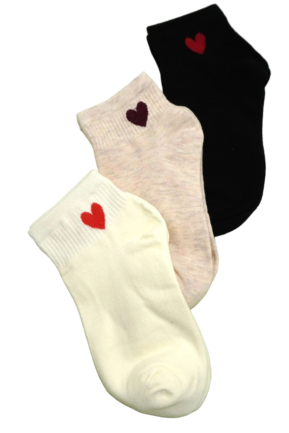 Woman wearing JOSSLYN cotton socks with heart pattern, featuring soft fabric and cozy design, perfect for casual wear.