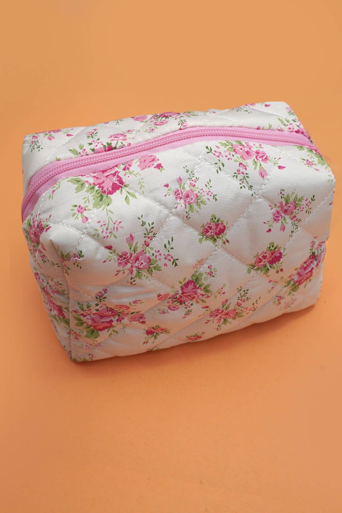 JOSSLYN floral toile pattern makeup cosmetic pouch bag with zipper closure, featuring colorful floral print on fabric.