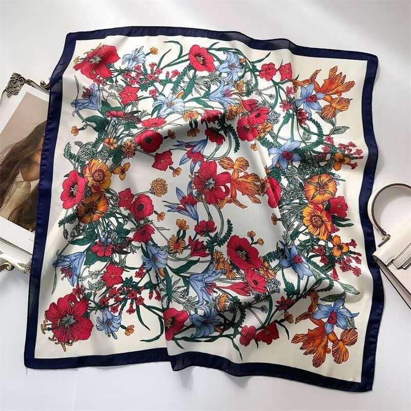 Large floral print bandana scarf by Josslyn, featuring vibrant floral patterns on soft fabric, ideal for stylish accessories.