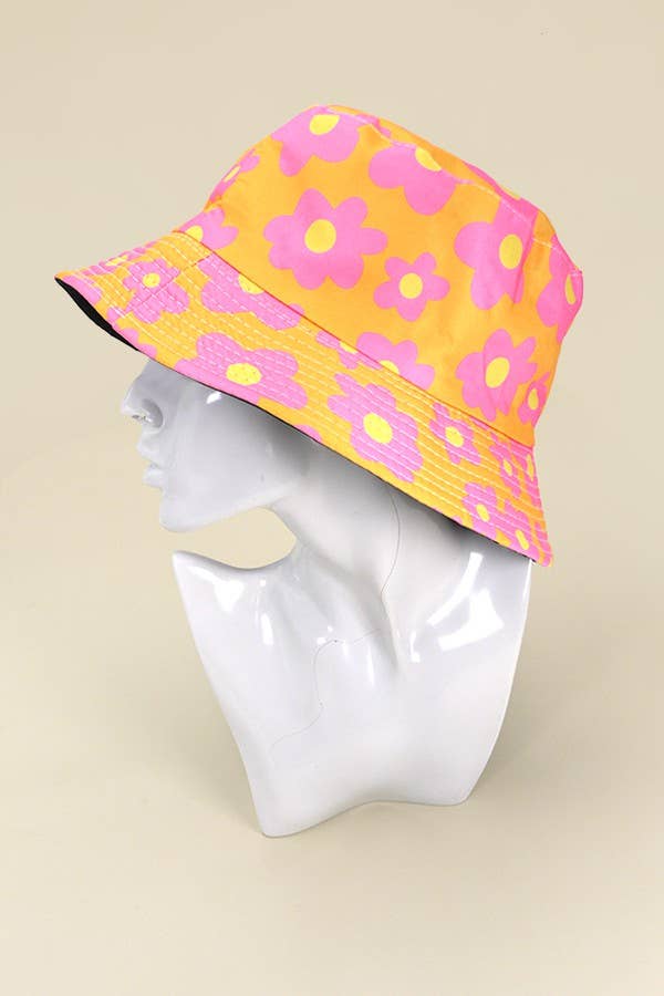 Josslyn wall to wall floral bucket hat with colorful flower pattern and wide brim, stylish and lightweight for sunny days