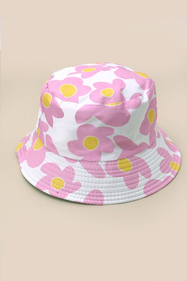 JOSSLYN floral bucket hat with colorful flower print, wide brim, lightweight fabric, perfect for sun protection and stylish summer wear.