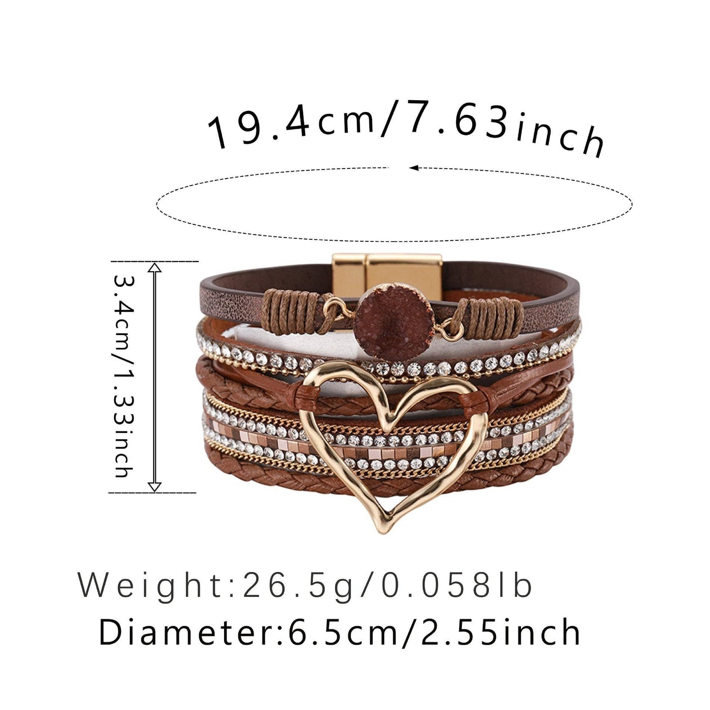 Silver multi-layer heart charm bangle bracelet by Mio Queena featuring layered design and intricate heart charms.