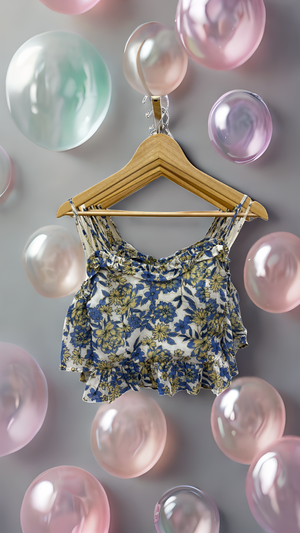 Miss Me cold shoulder cami top with ruffled straps and floral print, made from lightweight fabric for a stylish summer look.