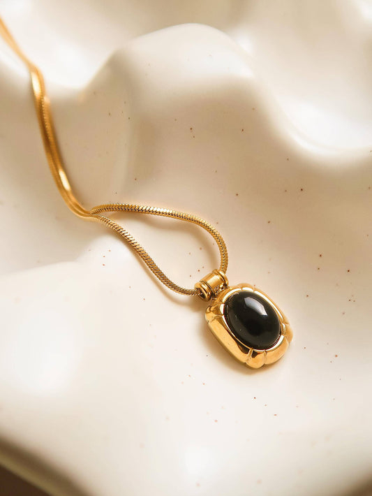Dax 18K gold necklace with natural stone pendant, non-tarnish jewelry, featuring a sleek design and elegant craftsmanship.