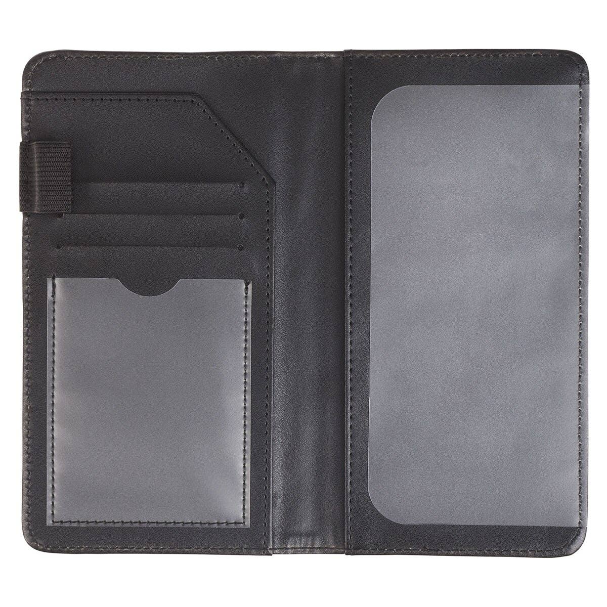 Teal checkbook wallet with "Be Still" Psalm 46:10 design, compact leather wallet for organizing checks and cash.