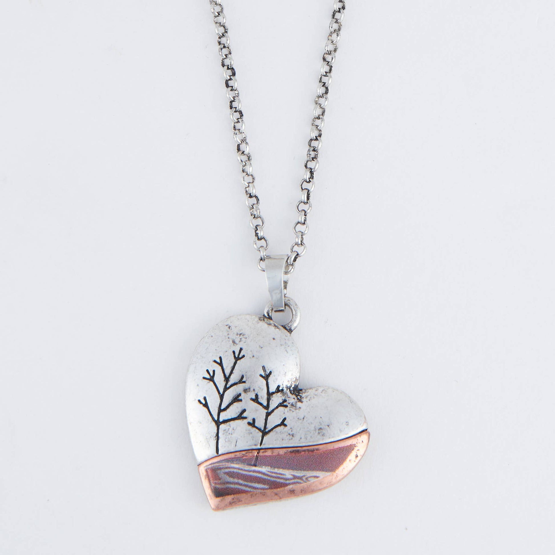 Kelso Nature Heart 16-inch pendant necklace by My Store featuring a delicate heart-shaped pendant in a natural style.