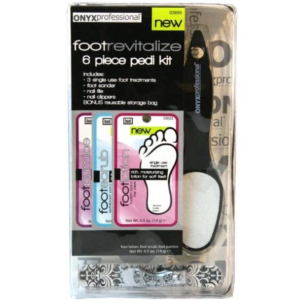My Store Onyx Foot Revitalize Kit, 6-piece pedicure kit with foot care tools, black onyx accents, and ergonomic handles.