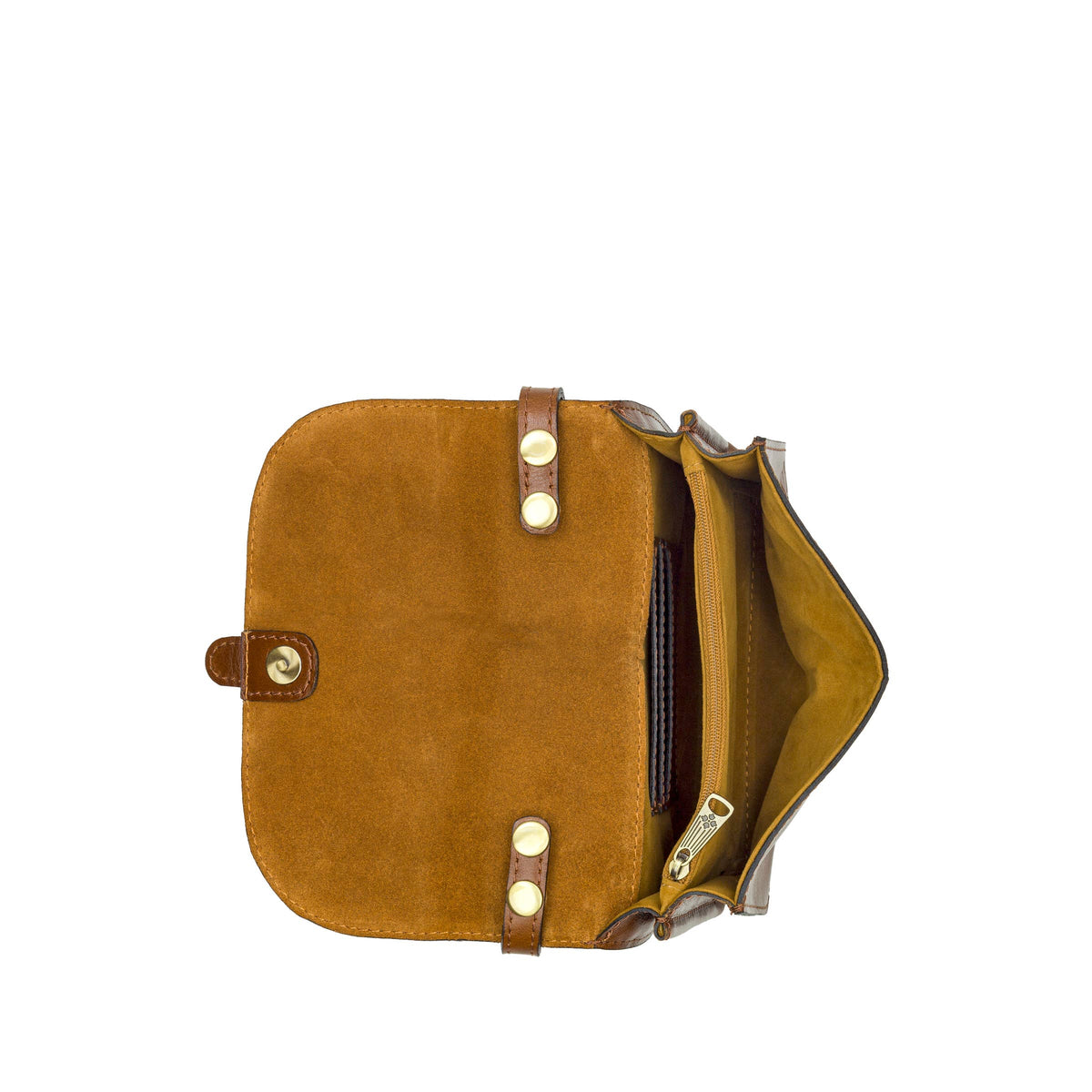 Patricia Nash Torri Crossbody bag in vintage distressed cognac leather with adjustable strap and classic design.