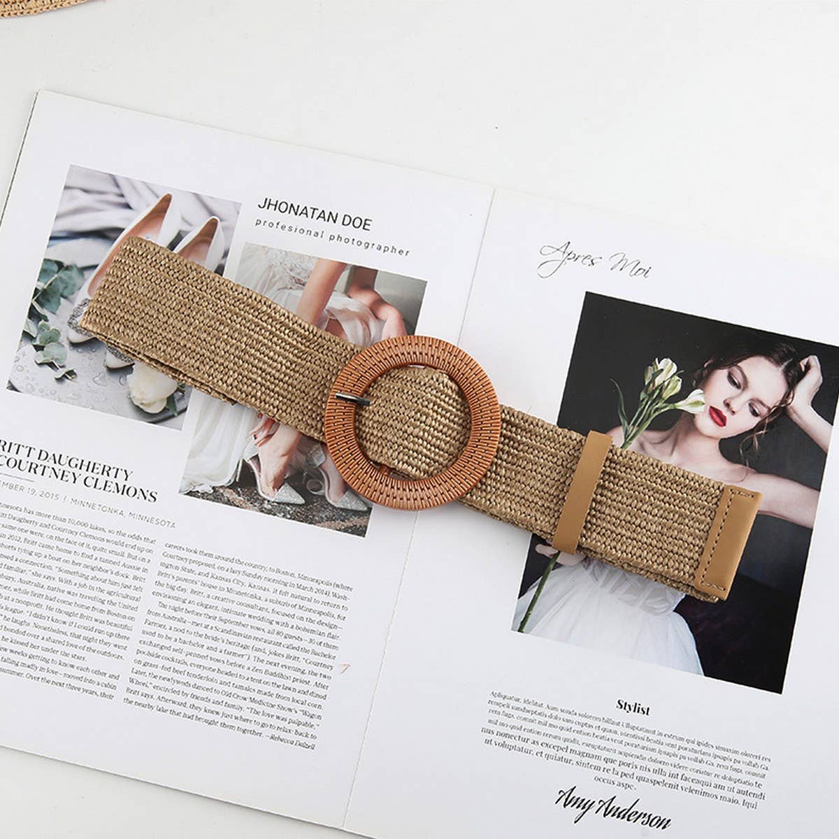 Vintage braided round buckle belt by Ninexis featuring woven leather and a classic round buckle design.