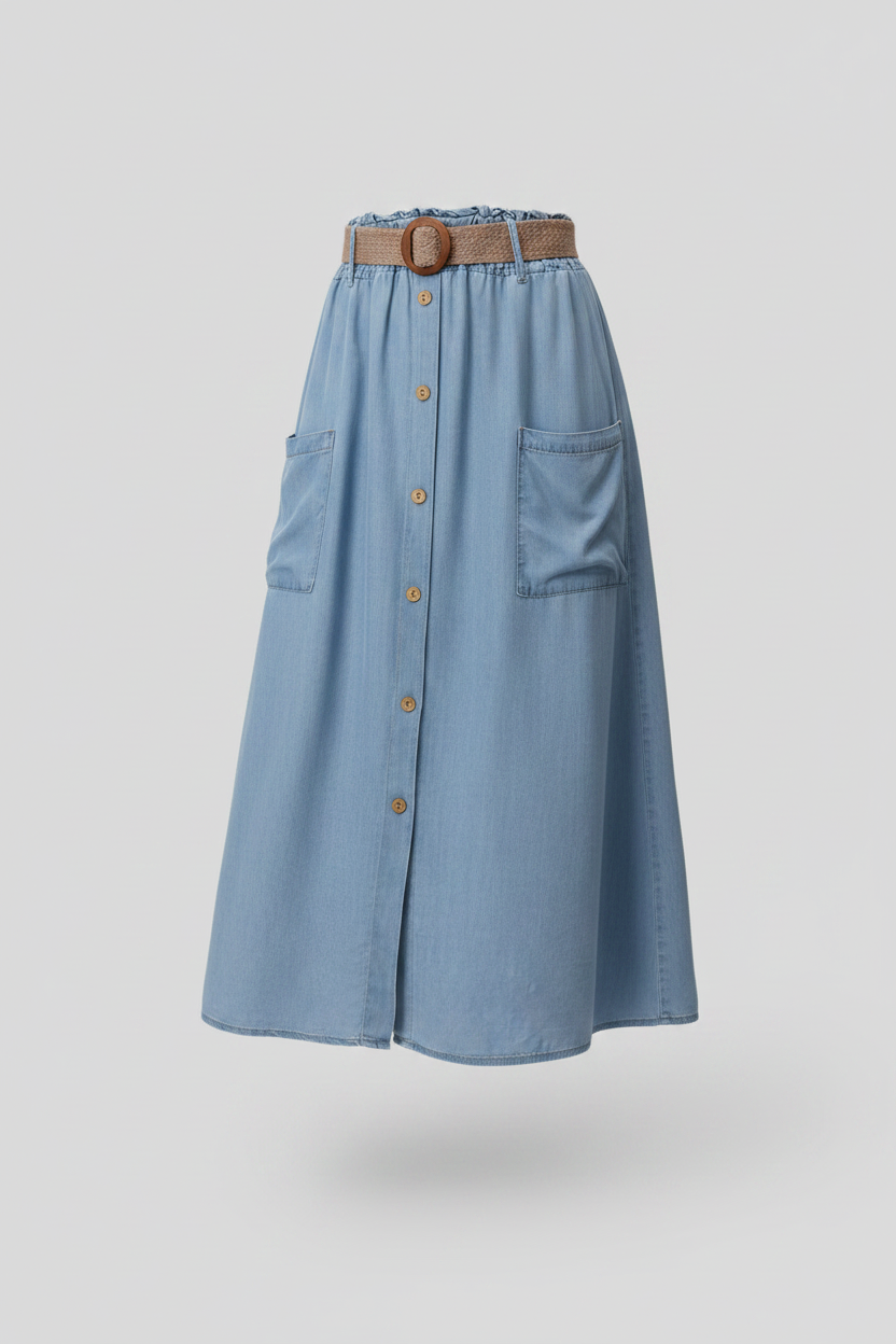 High Waisted Beau Blue Skirt