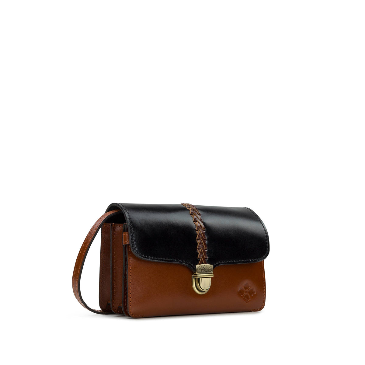 Patricia Nash Bianco Crossbody bag in colorblock design with adjustable strap and multiple compartments.