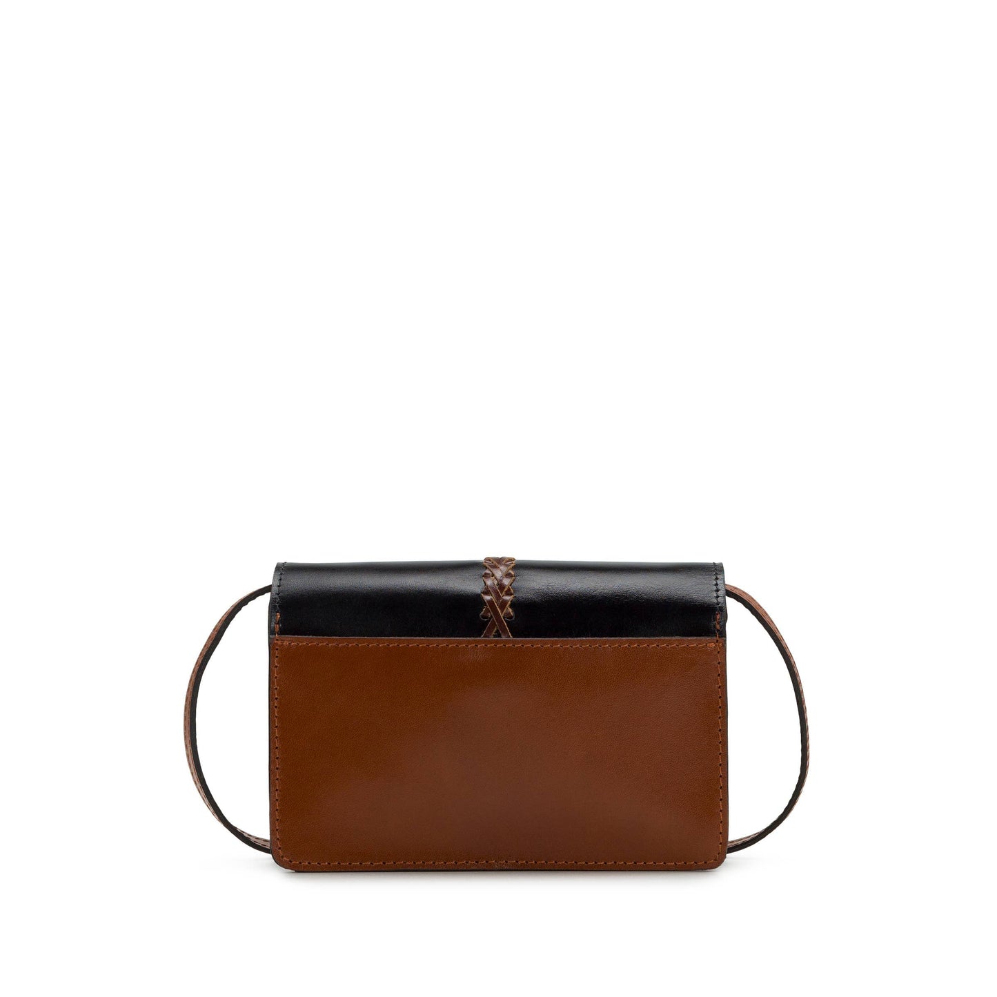 Patricia Nash Bianco Crossbody bag with colorblock design, featuring a compact leather style and adjustable strap.