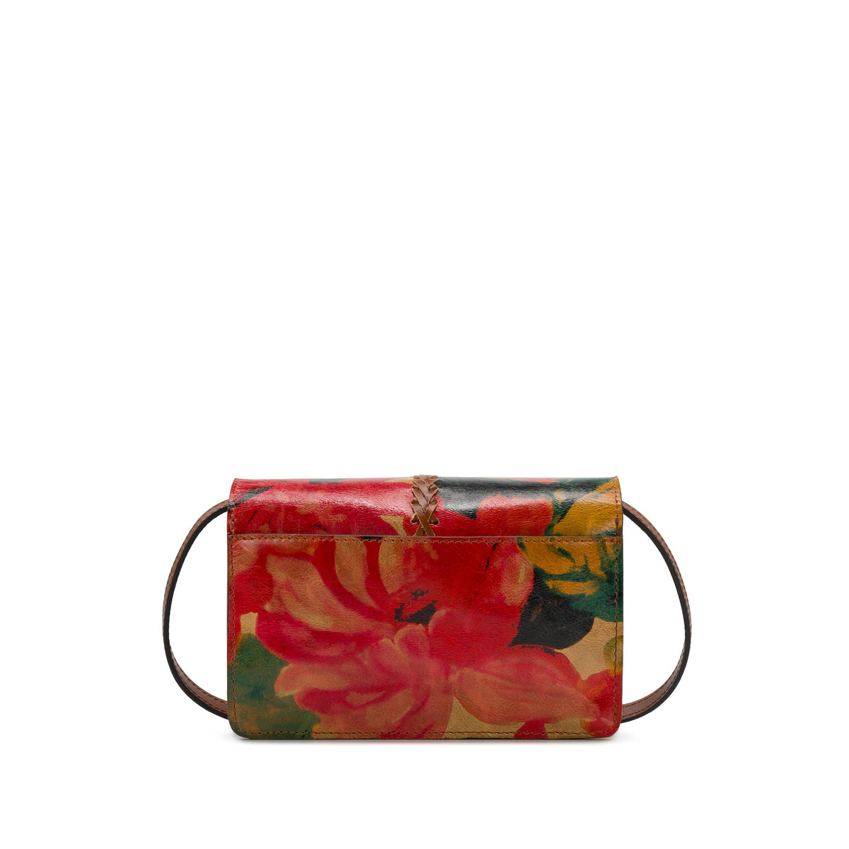 Patricia Nash Bianco Crossbody bag in spring multicolor floral print with adjustable strap and gold-tone hardware.